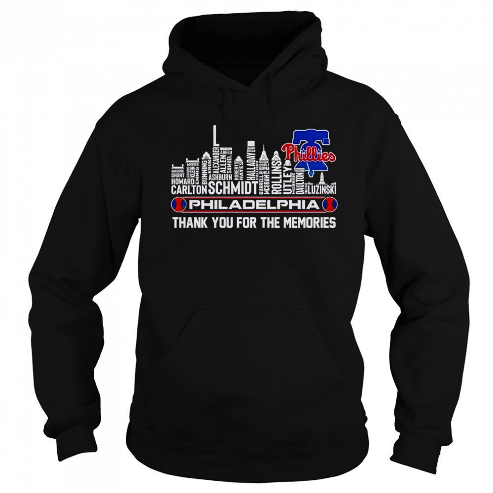 Top Philadelphia Phillies Skyline City Name Thank You For The Memories T-Shirt Sweatshirt