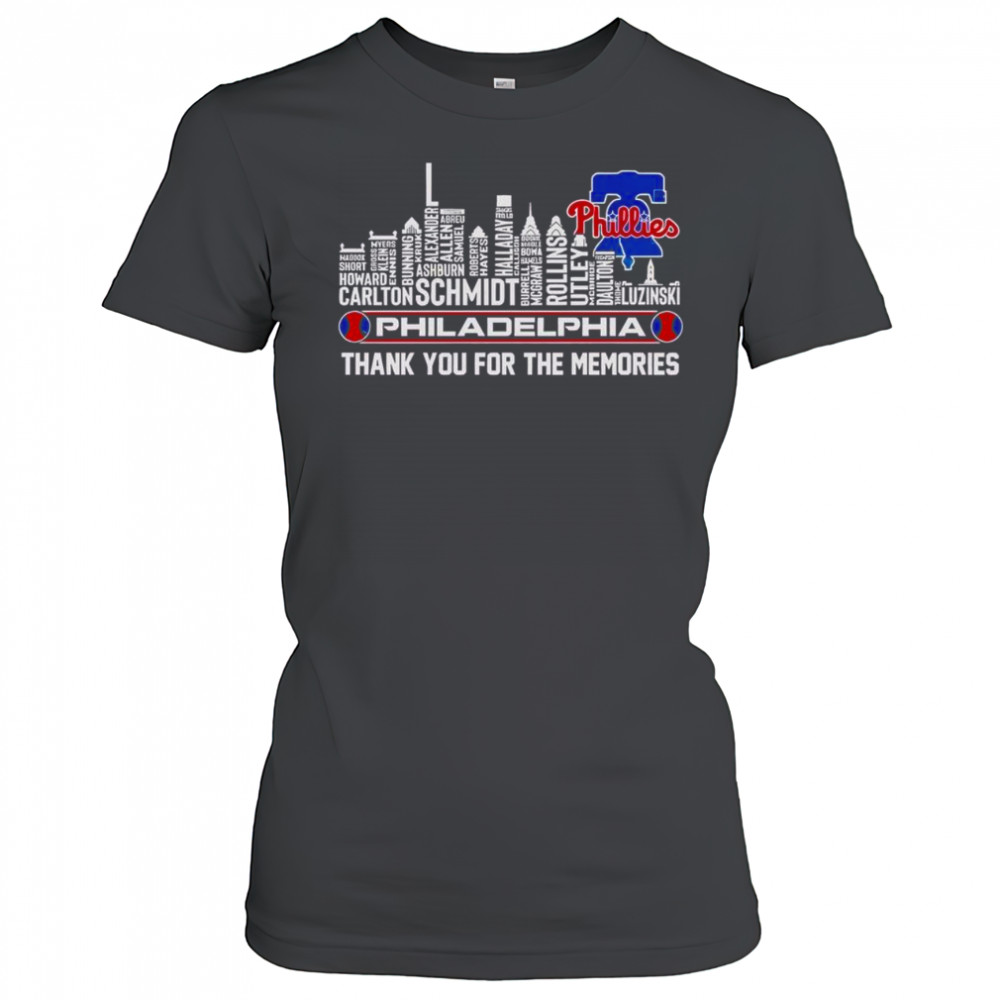 Top Philadelphia Phillies Skyline City Name Thank You For The Memories T-Shirt Women's T-shirt