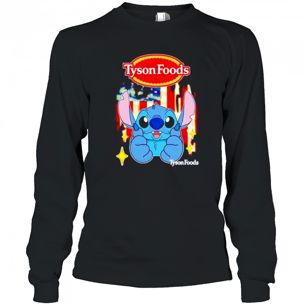 Tyson Foods Stitch US flag 4th of July shirt Long Sleeved