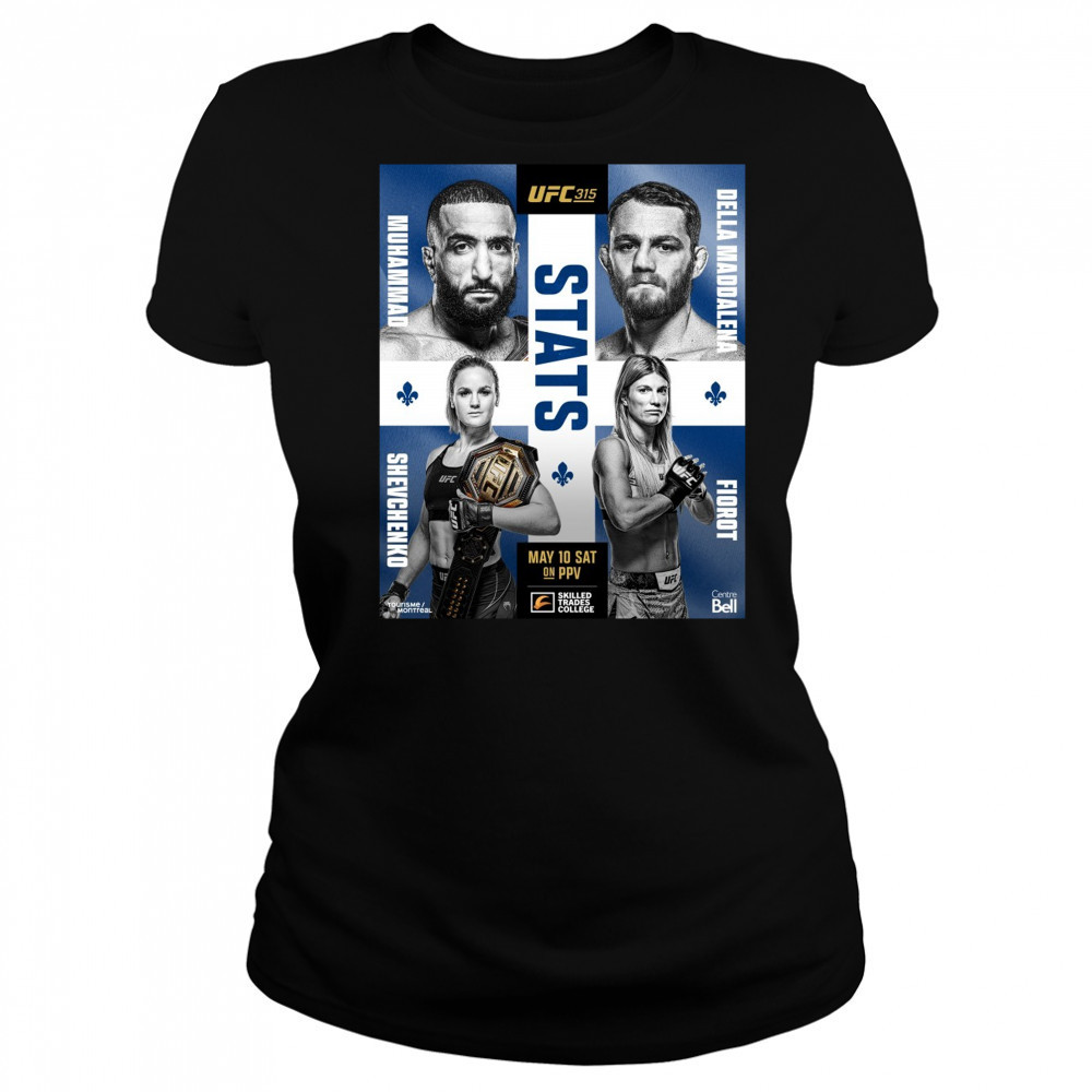 UFC 315 Stats Muhammad Vs Della Maddalena, Shevchenko Vs Fiorot May 10 Sat 2025 Poster t-shirt Women's T-shirt