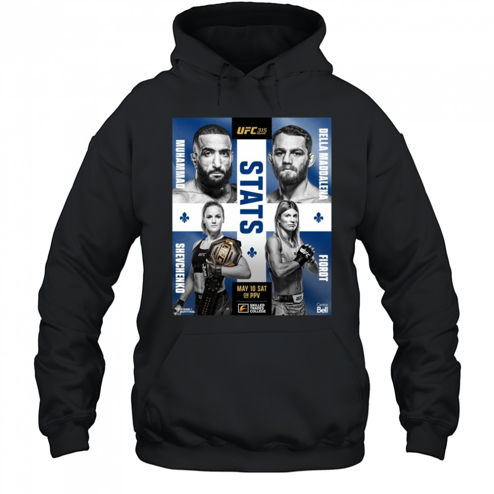 UFC 315 Stats Muhammad Vs Della Maddalena, Shevchenko Vs Fiorot May 10 Sat 2025 Poster t-shirt Hoodie