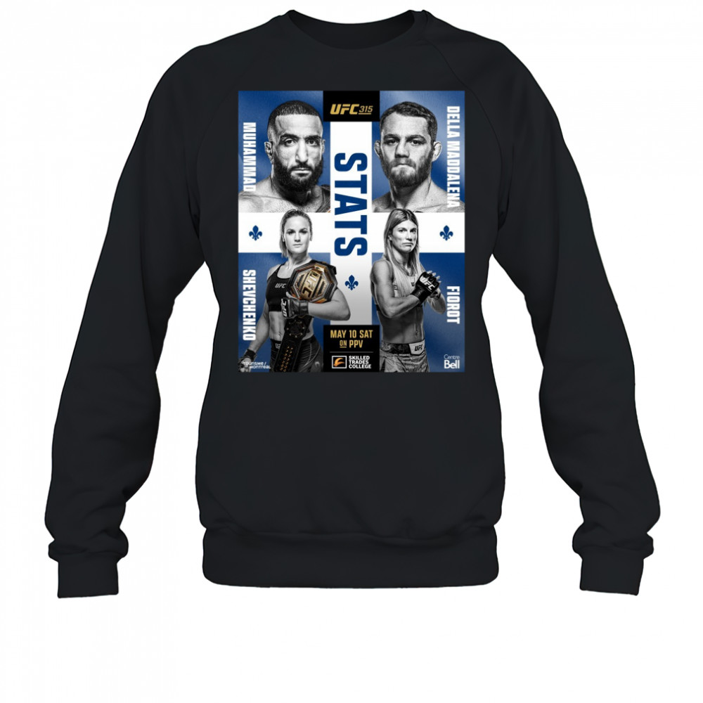 UFC 315 Stats Muhammad Vs Della Maddalena, Shevchenko Vs Fiorot May 10 Sat 2025 Poster t-shirt Sweatshirt
