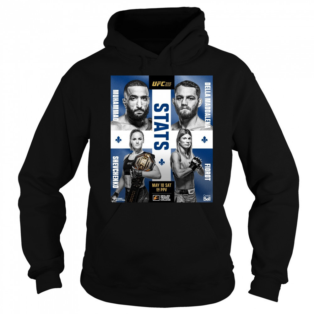 UFC 315 Stats Muhammad Vs Della Maddalena, Shevchenko Vs Fiorot May 10 Sat 2025 Poster t-shirt Sweatshirt
