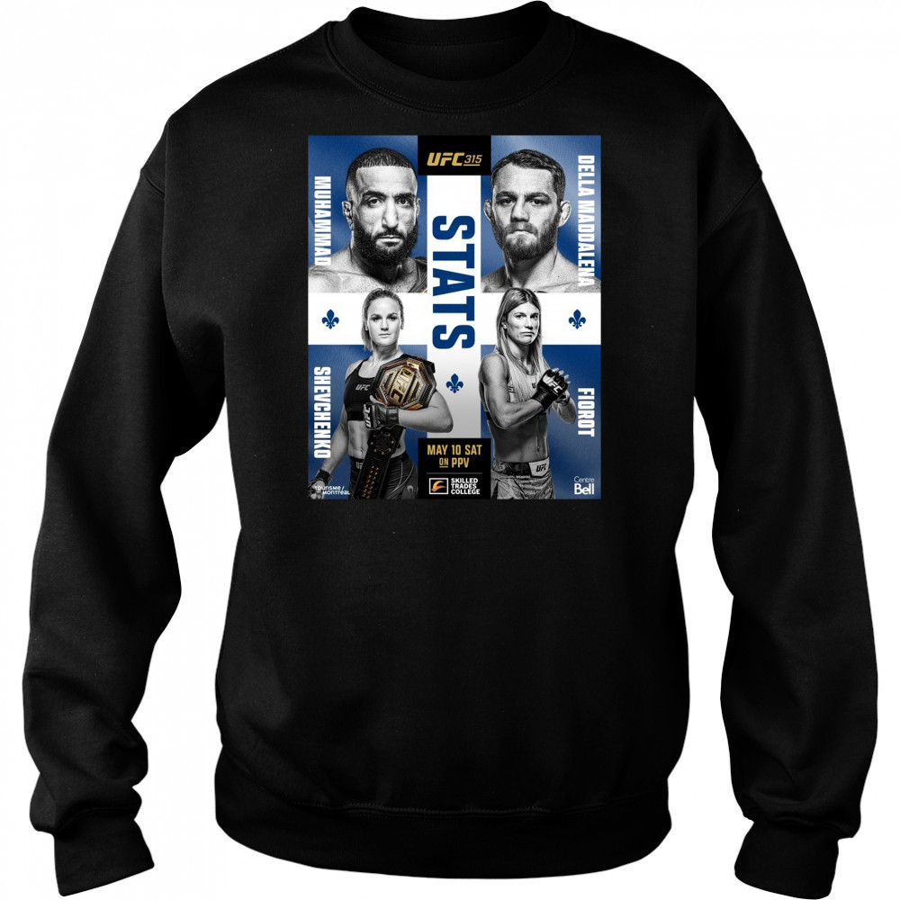 UFC 315 Stats Muhammad Vs Della Maddalena, Shevchenko Vs Fiorot May 10 Sat 2025 Poster t-shirt Hoodie