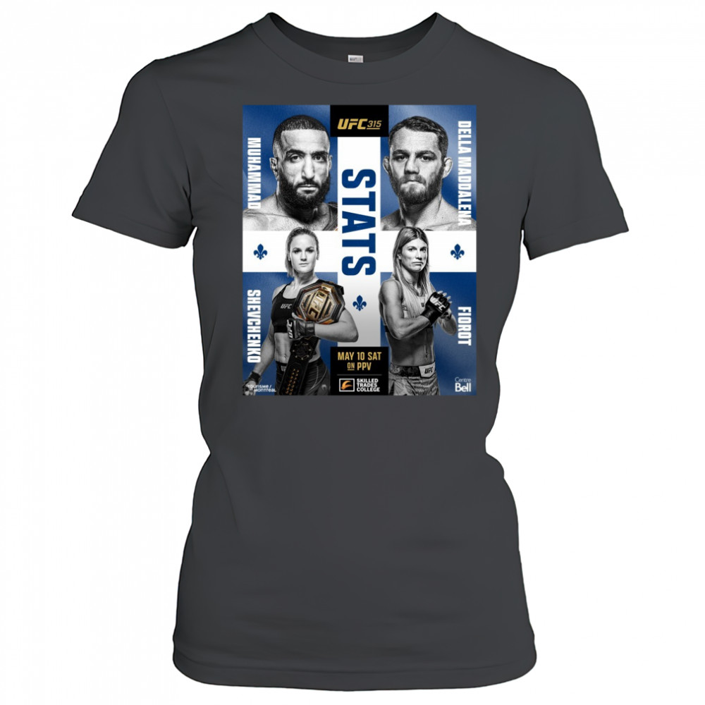 UFC 315 Stats Muhammad Vs Della Maddalena, Shevchenko Vs Fiorot May 10 Sat 2025 Poster t-shirt Women's T-shirt