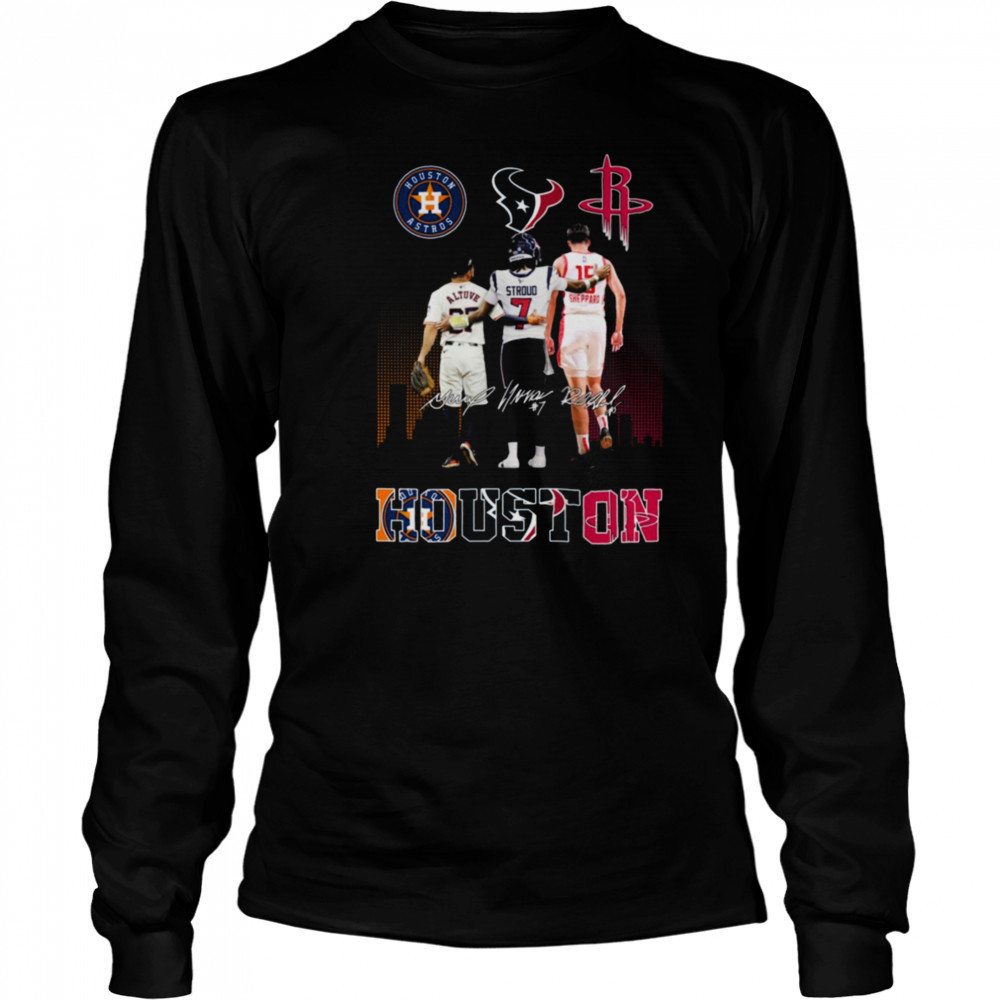 Houston Astros x Houston Texans x Houston Rockets Signature Unisex T Shirt Long Sleeved
