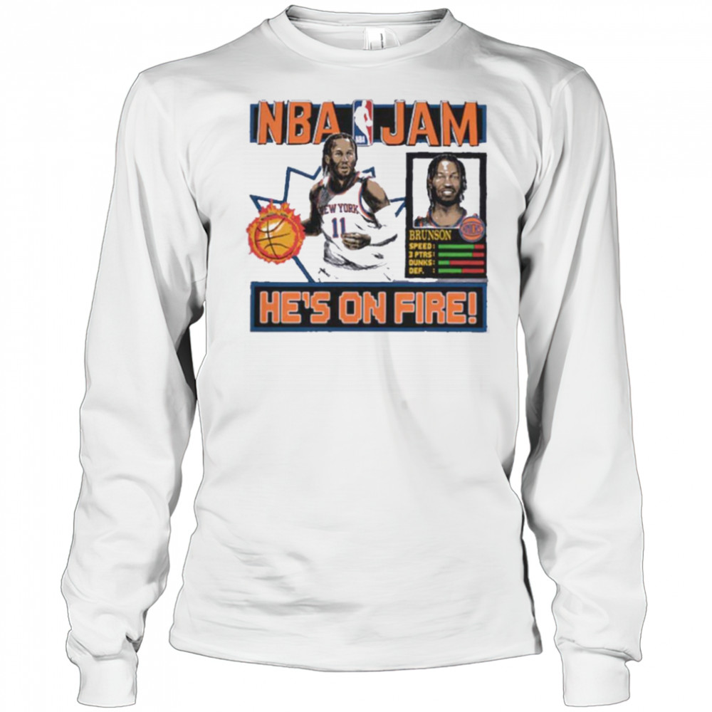 Jalen Brunson New York Knicks Homage Unisex NBA Jam Tri Blend T Shirt Long Sleeved