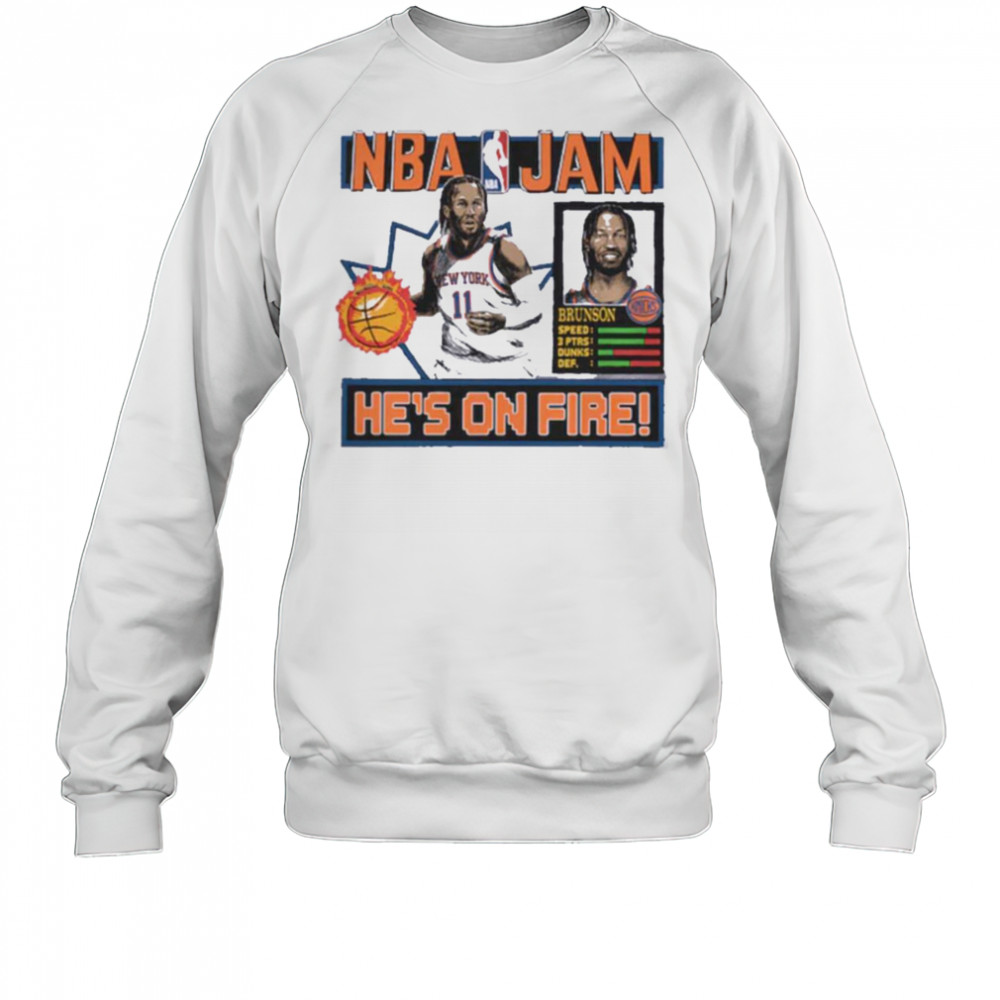 Jalen Brunson New York Knicks Homage Unisex NBA Jam Tri Blend T Shirt Sweatshirt