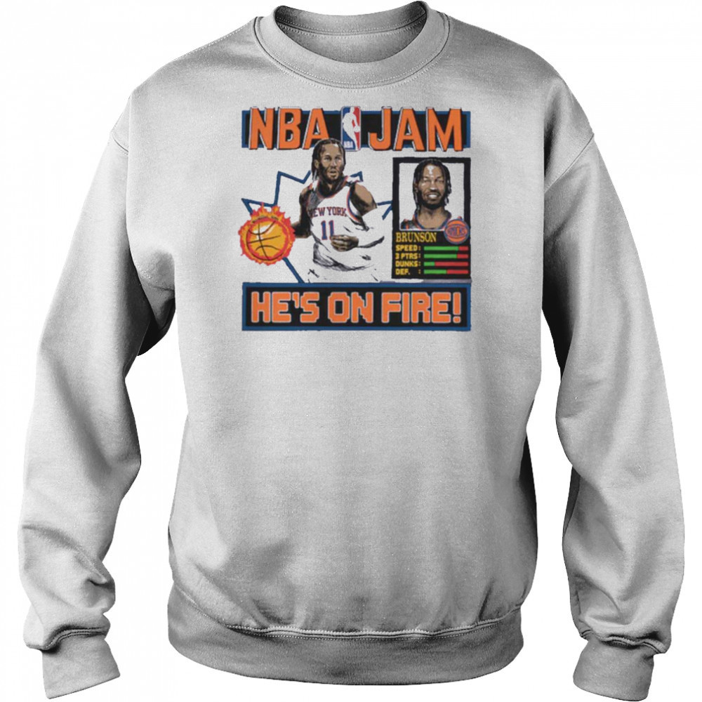 Jalen Brunson New York Knicks Homage Unisex NBA Jam Tri Blend T Shirt Hoodie