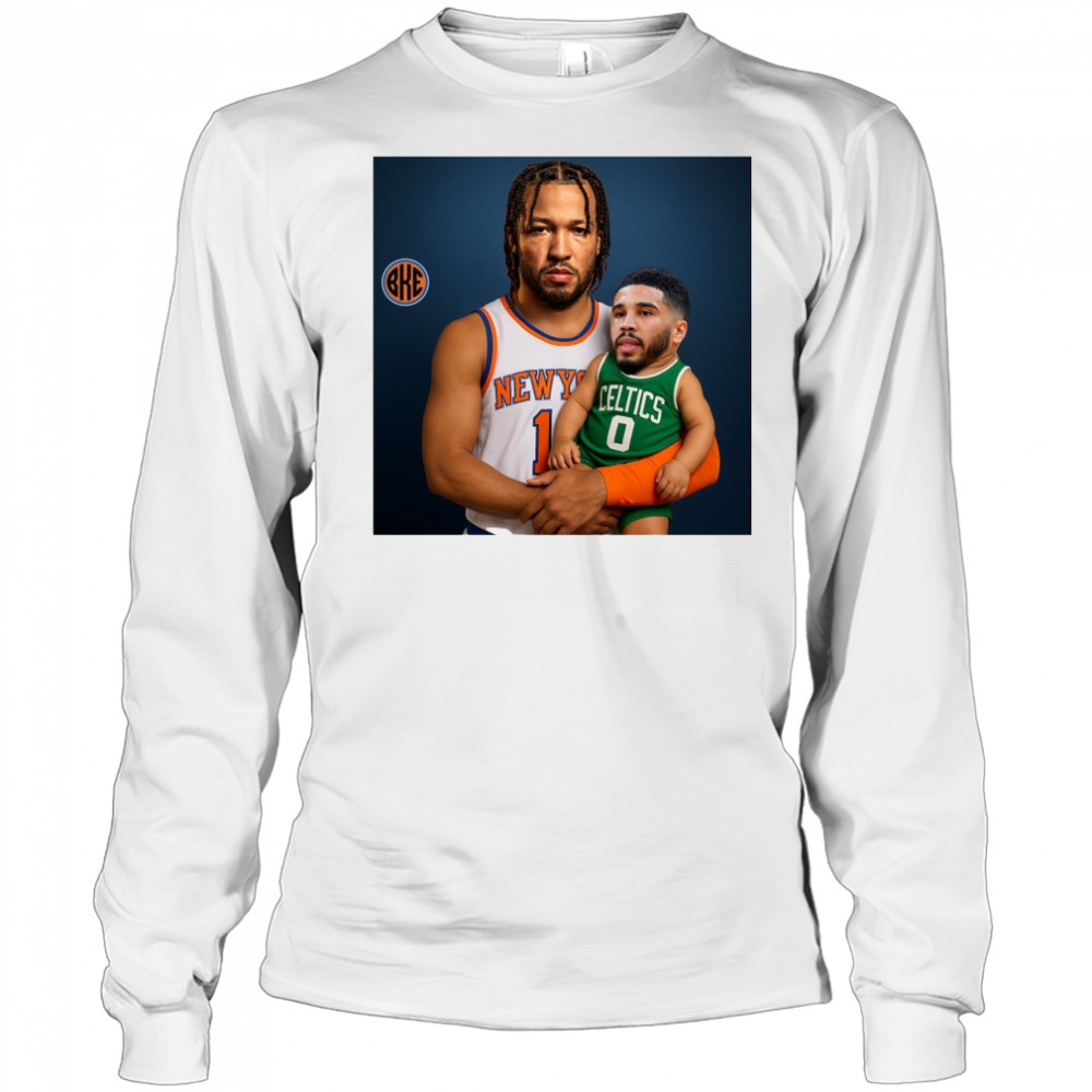 Jalen Brunson New York Knicks Sit The Fuck Down Jayson Tatum Boston Celtics Meme t-shirt Long Sleeved