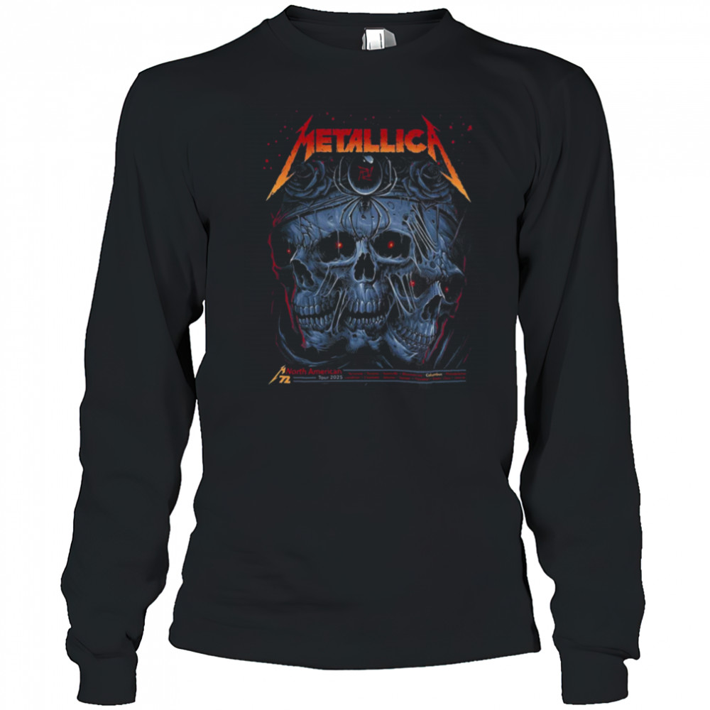 Metallica M72 Sonic Temple North American Tour 2025 Event Poster In Columbus Ohio At Historic Crew Stadium Unisex T Shirt Long Sleeved