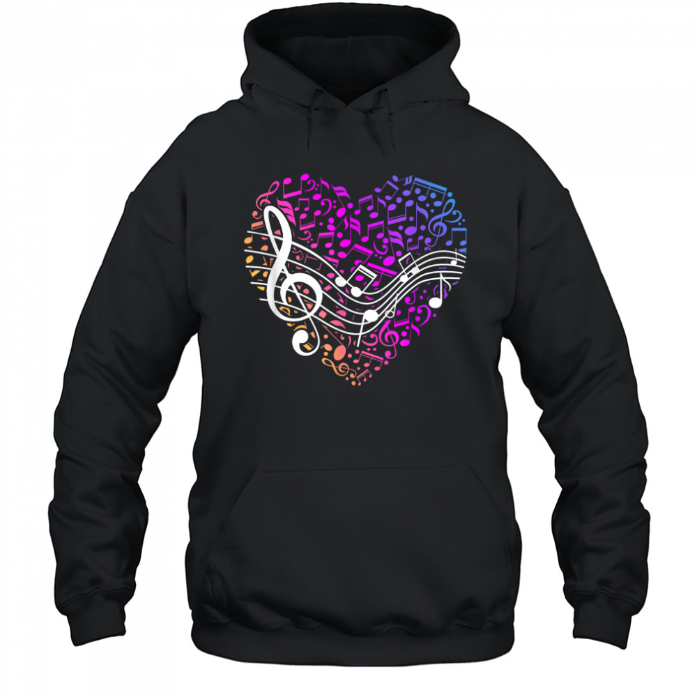 Musical Notes Heart Treble Clef Music T-Shirt Hoodie