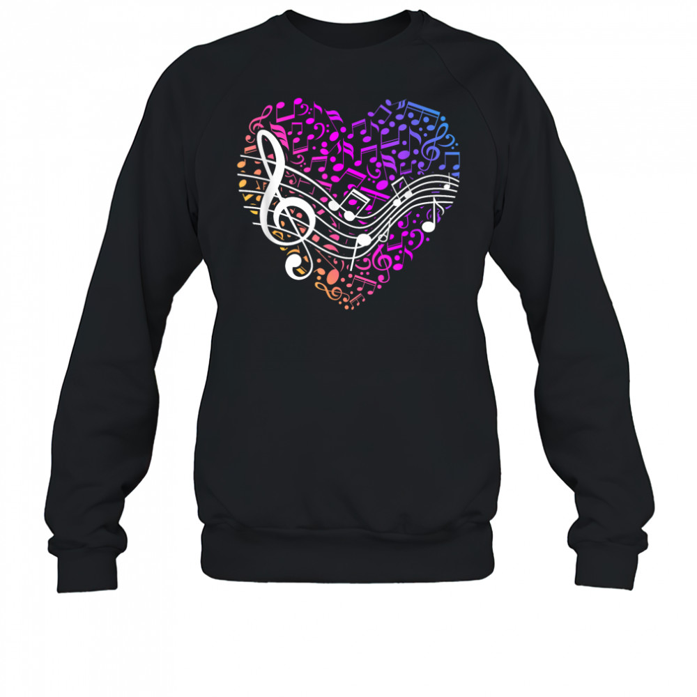 Musical Notes Heart Treble Clef Music T-Shirt Sweatshirt