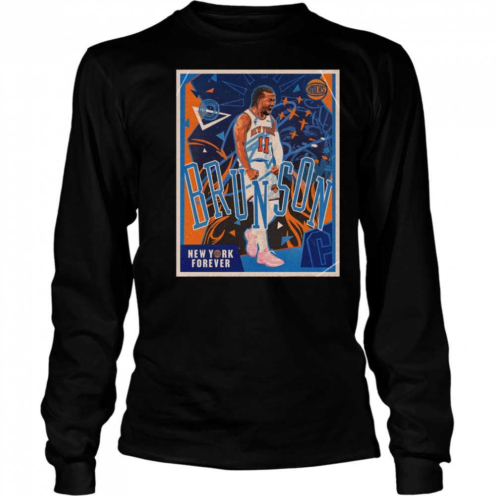 New York Knicks Jalen Brunson New York Forever Retro Vintage Poster t-shirt Long Sleeved