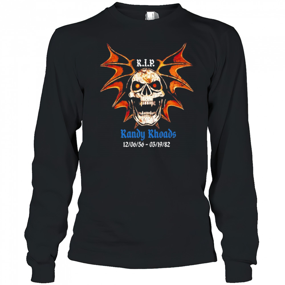 Randy Rhoads Rip Skull Bat Wings T-shirt Long Sleeved