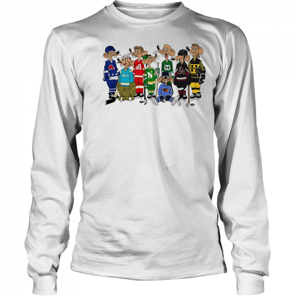 Rink rats retro hockey shirt Long Sleeved