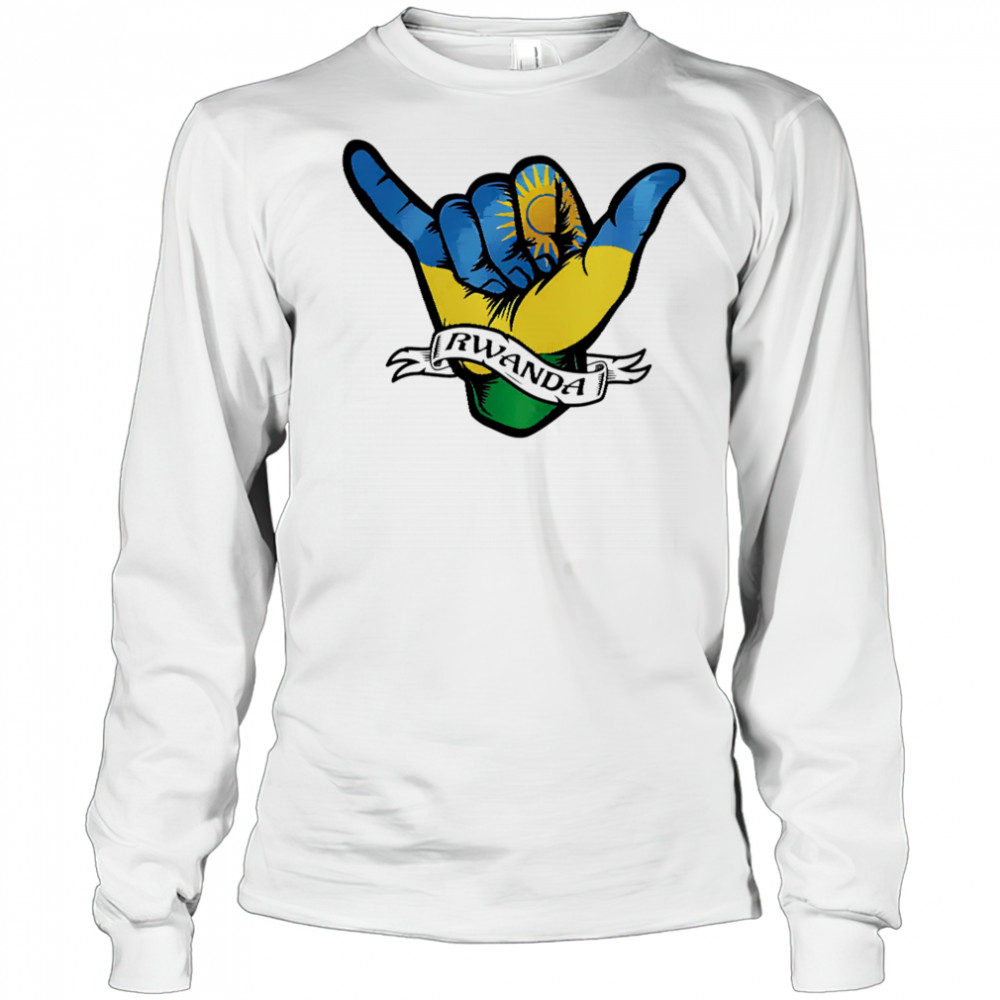 Rwanda Flag Shaka Hand Symbol shirt Long Sleeved