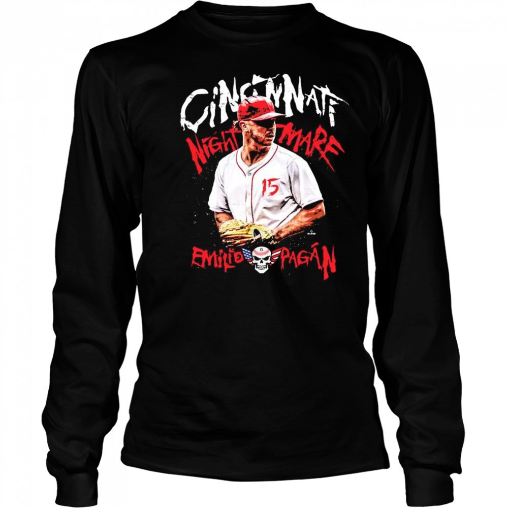The Cincinnati Nightmare Emilio Pagán MLB Graphic t-shirt Long Sleeved