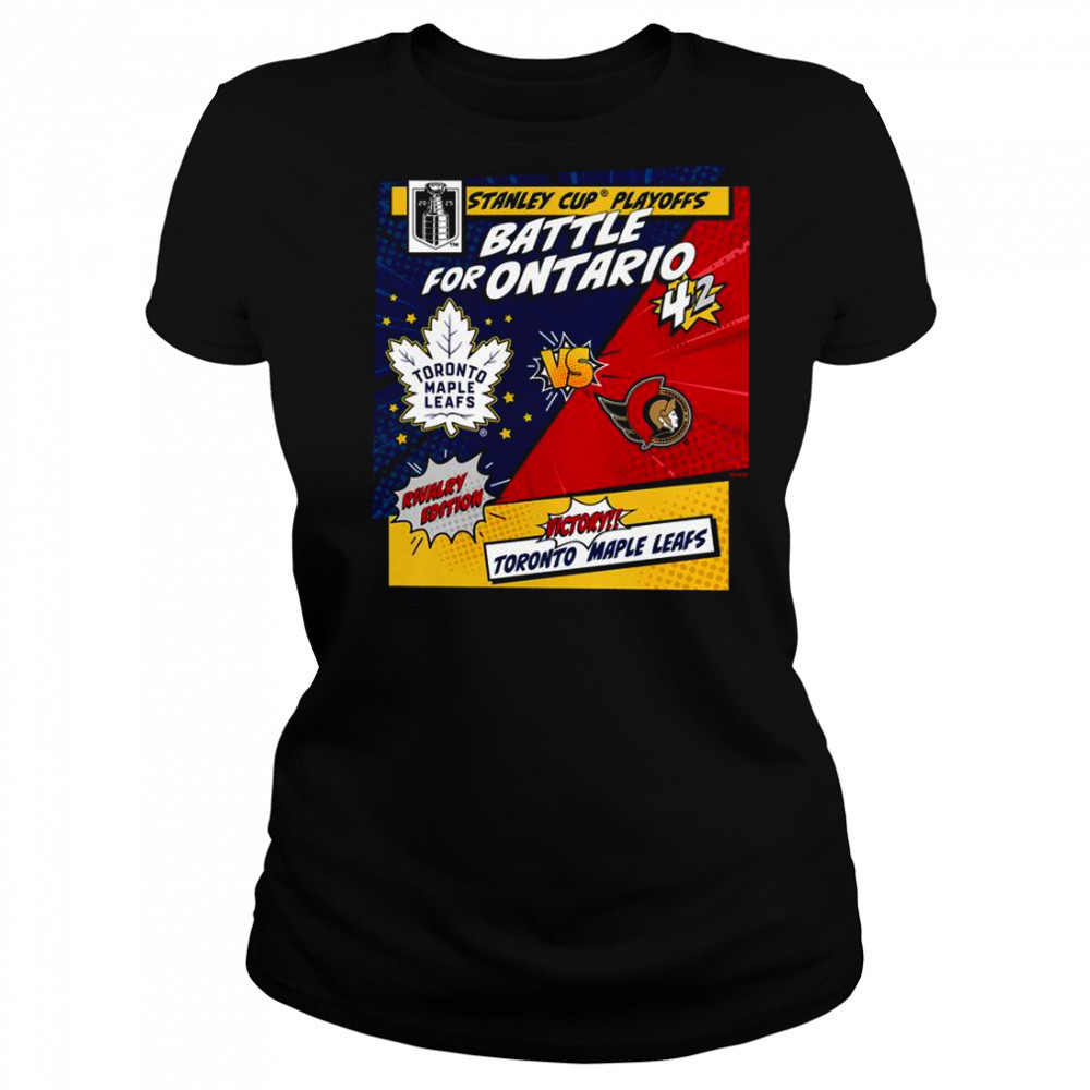 Toronto Maple Leafs Vs Ottawa Senators 2025 Stanley Cup Playoffs Rivalry Comic Pop T-Shirt Women's T-shirt