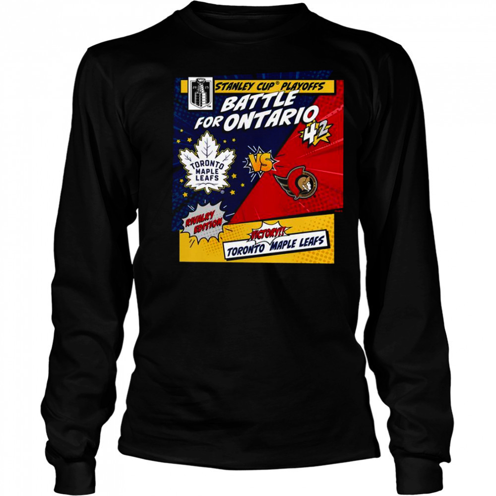 Toronto Maple Leafs Vs Ottawa Senators 2025 Stanley Cup Playoffs Rivalry Comic Pop T-Shirt Long Sleeved