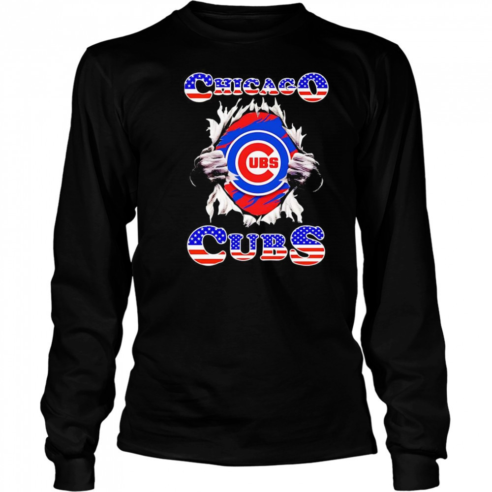 American flag Chicago Cubs inside me shirt Long Sleeved