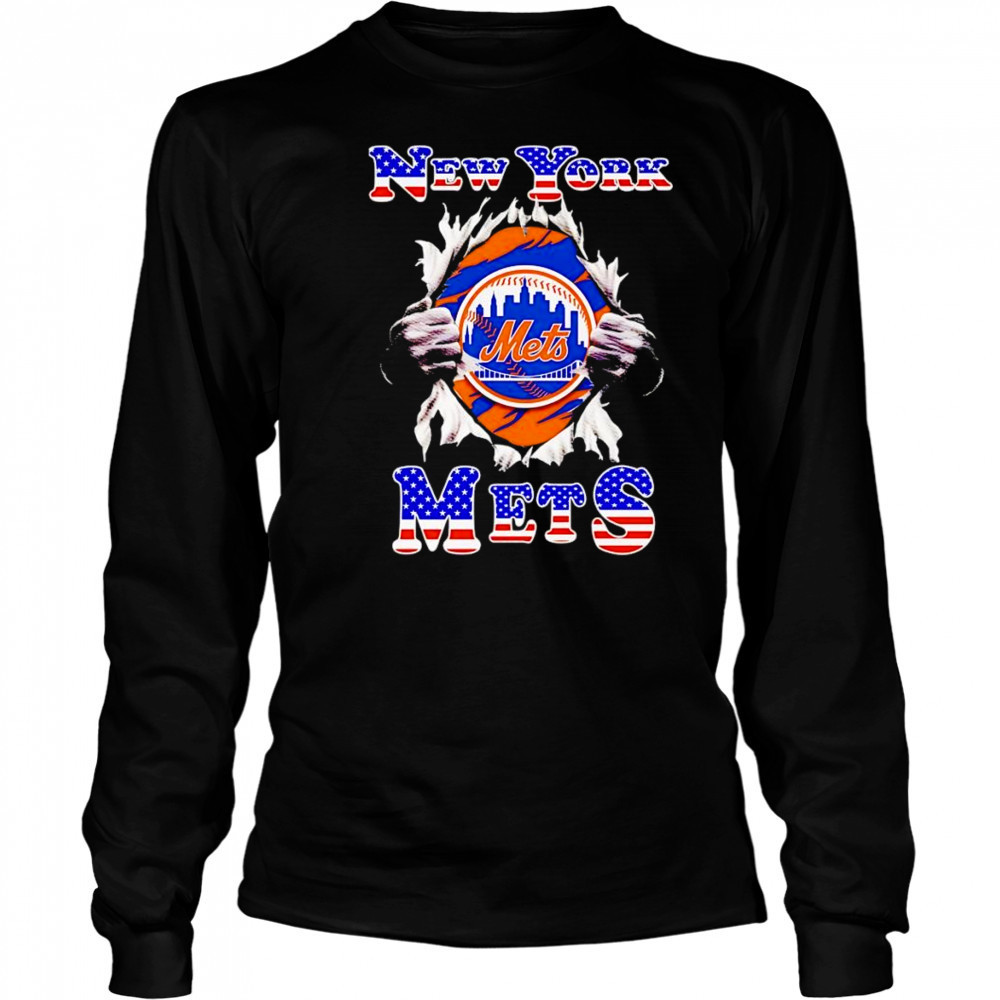 American flag New York Mets inside me shirt Long Sleeved