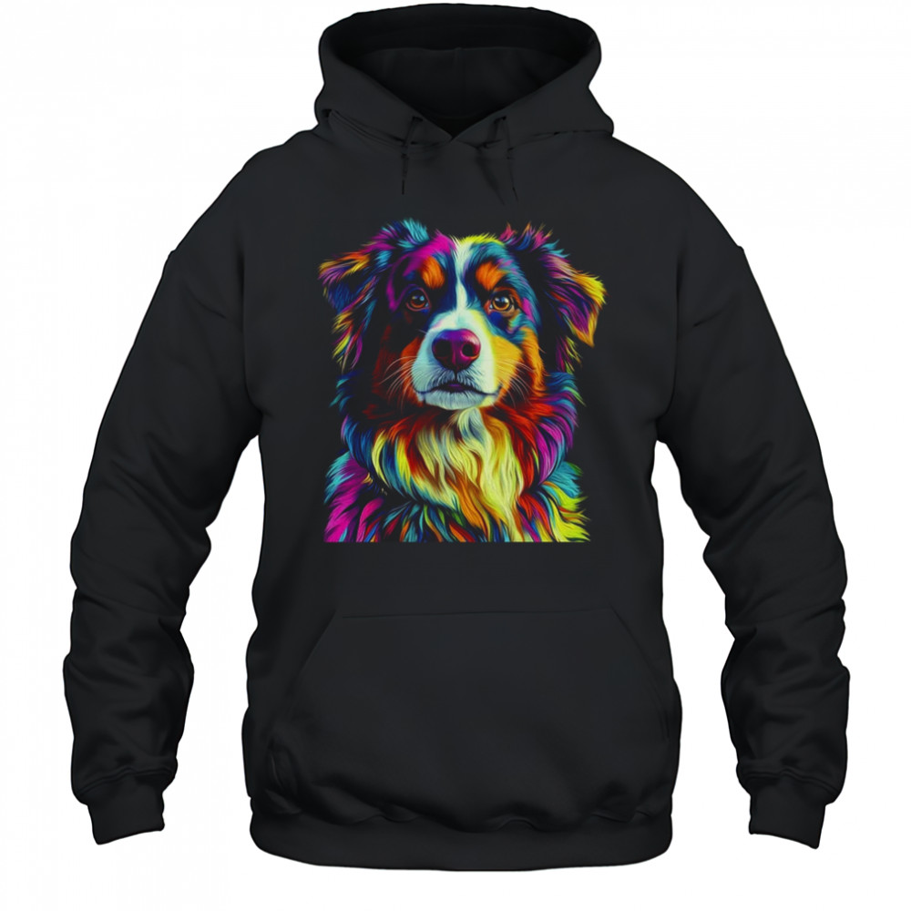 Australian Shepherd Dog Colorful Face Dog Lover Men Women shirt Hoodie