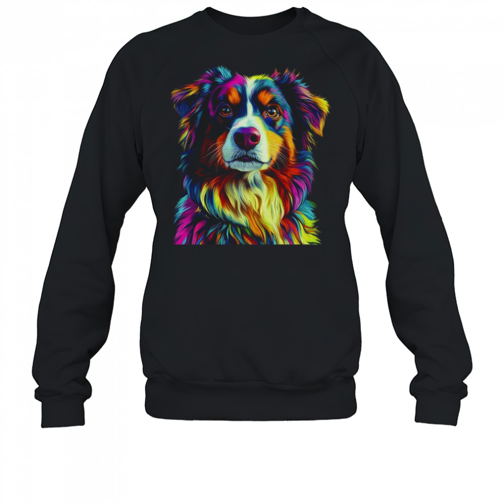 Australian Shepherd Dog Colorful Face Dog Lover Men Women shirt Sweatshirt