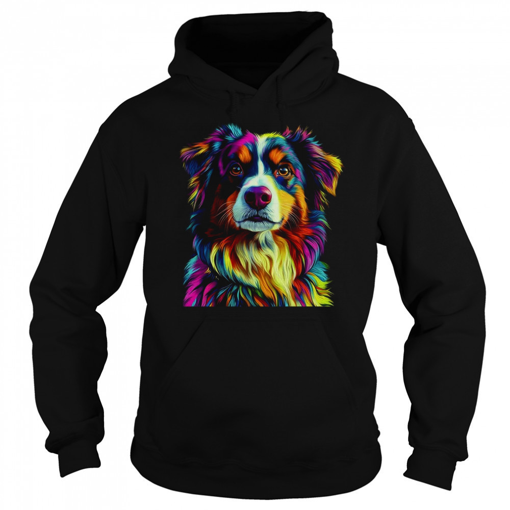 Australian Shepherd Dog Colorful Face Dog Lover Men Women shirt Sweatshirt