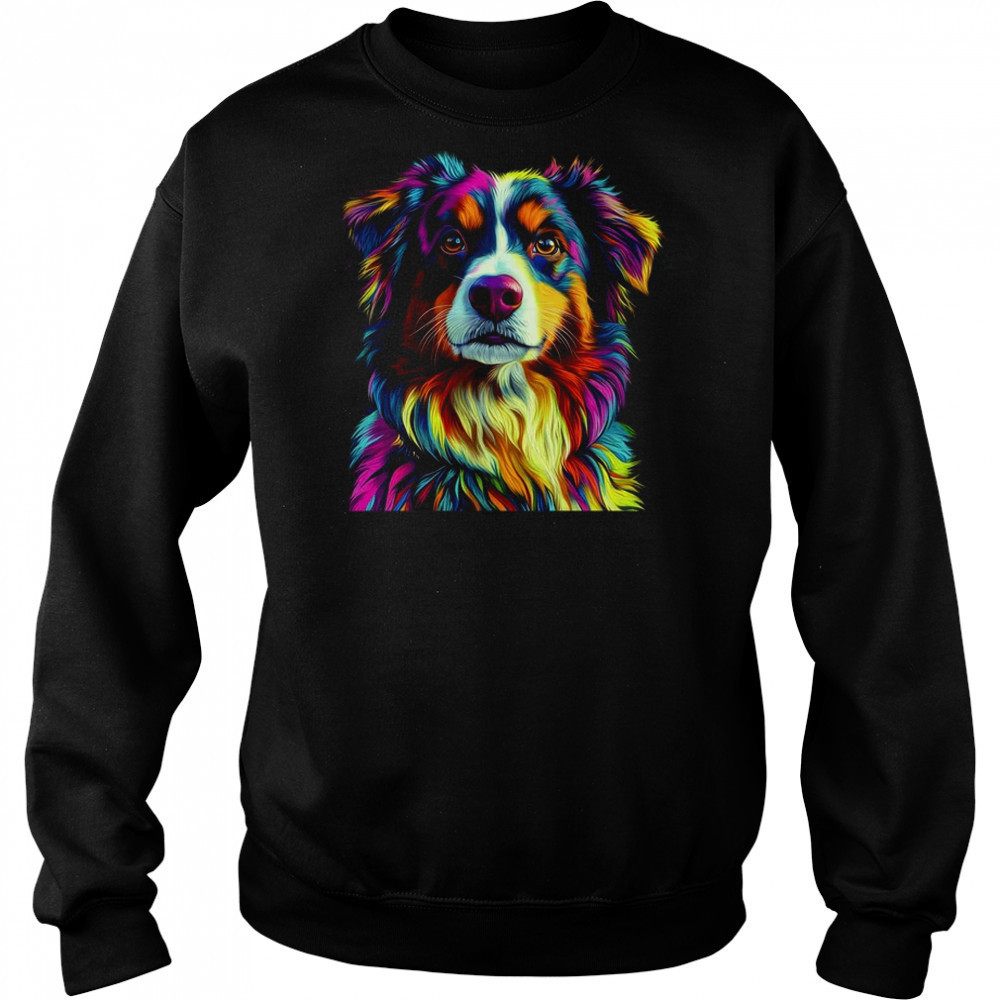 Australian Shepherd Dog Colorful Face Dog Lover Men Women shirt Hoodie