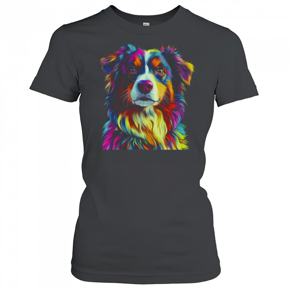 Australian Shepherd Dog Colorful Face Dog Lover Men Women shirt Women's T-shirt