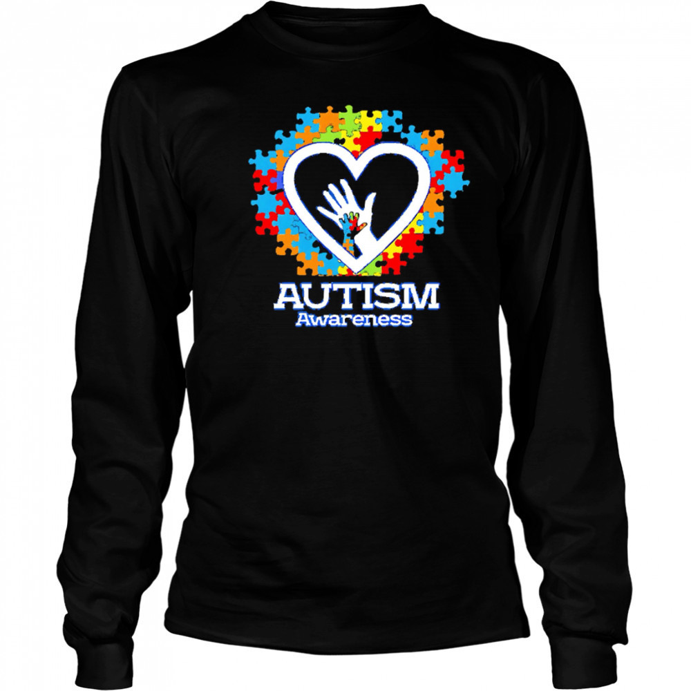 Autism Awareness Hands Puzzle Heart shirt Long Sleeved