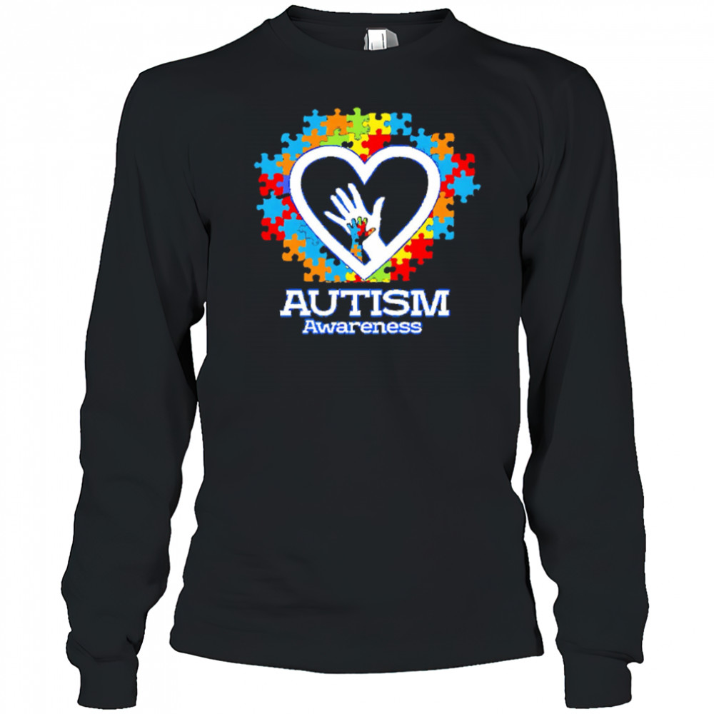 Autism Awareness Hands Puzzle Heart shirt Long Sleeved