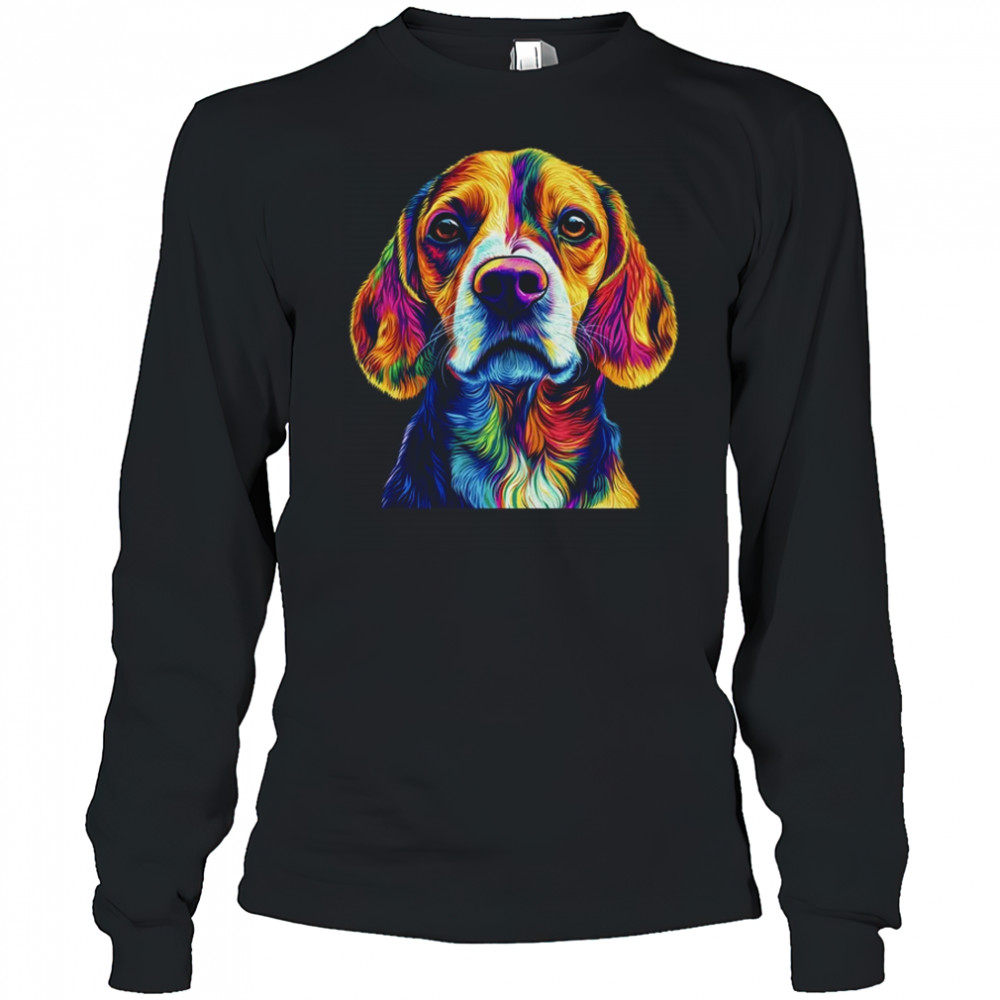 Beagle Dog Colorful Face Dog Lover Men Women shirt Long Sleeved