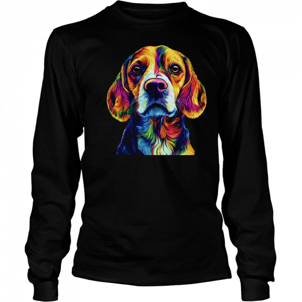 Beagle Dog Colorful Face Dog Lover Men Women shirt Long Sleeved