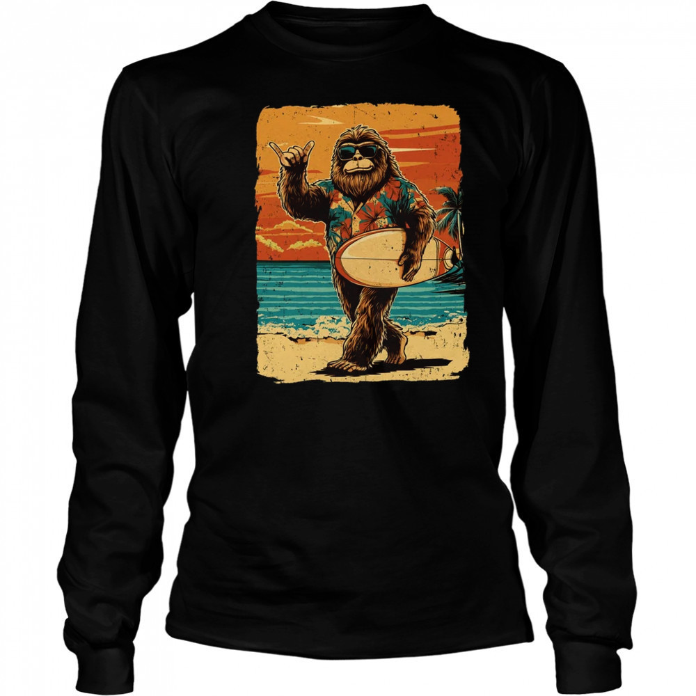 Bigfoot Aloha Hawaiian Surfing Tropical Beach Surfer shirt Long Sleeved