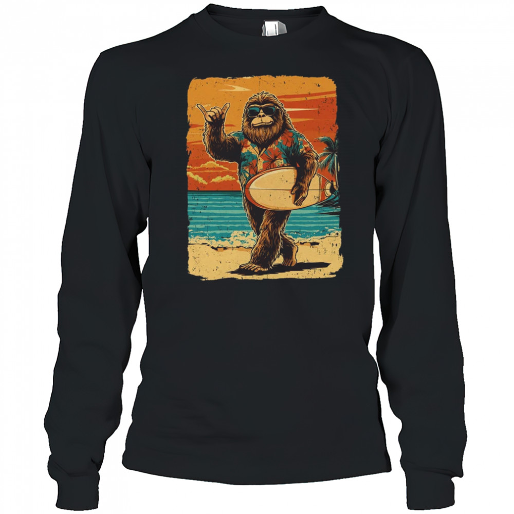 Bigfoot Aloha Hawaiian Surfing Tropical Beach Surfer shirt Long Sleeved
