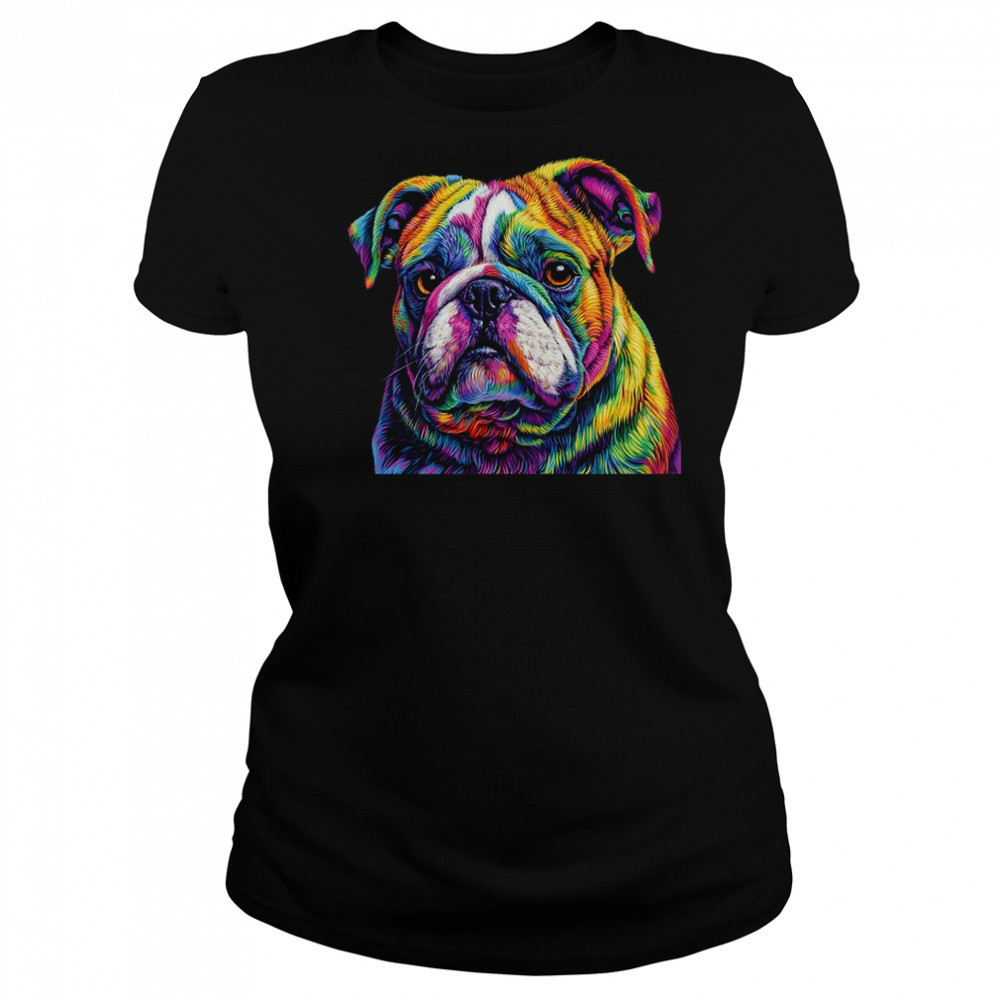 Bulldog Dog Colorful Face Dog Lover Men Women shirt Women's T-shirt