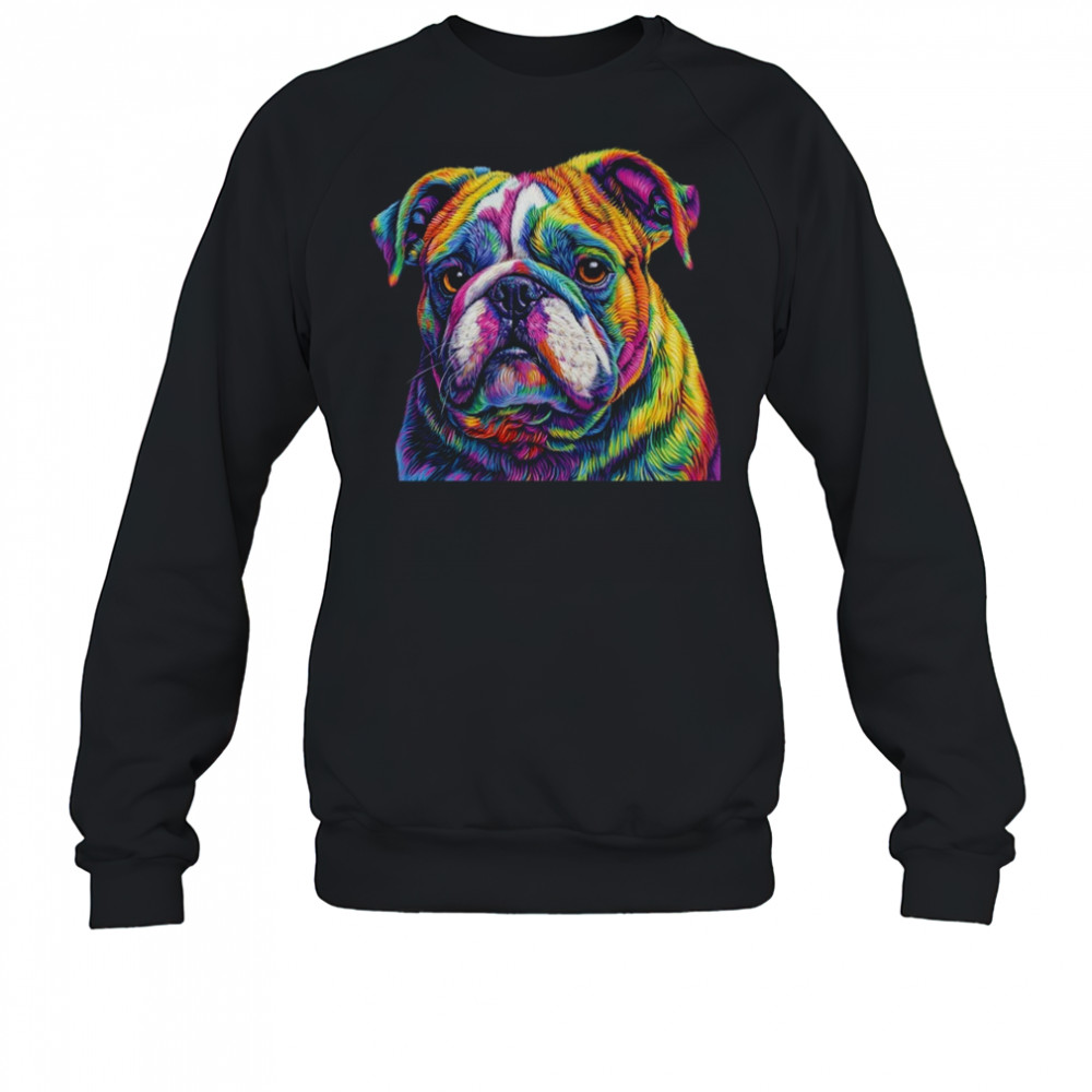 Bulldog Dog Colorful Face Dog Lover Men Women shirt Sweatshirt