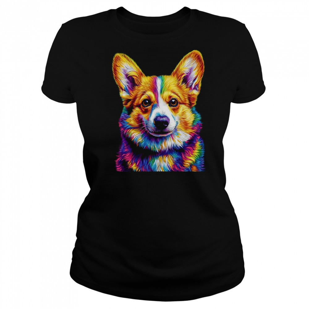 Corgi Dog Colorful Face Dog Lover Men Women shirt Women's T-shirt