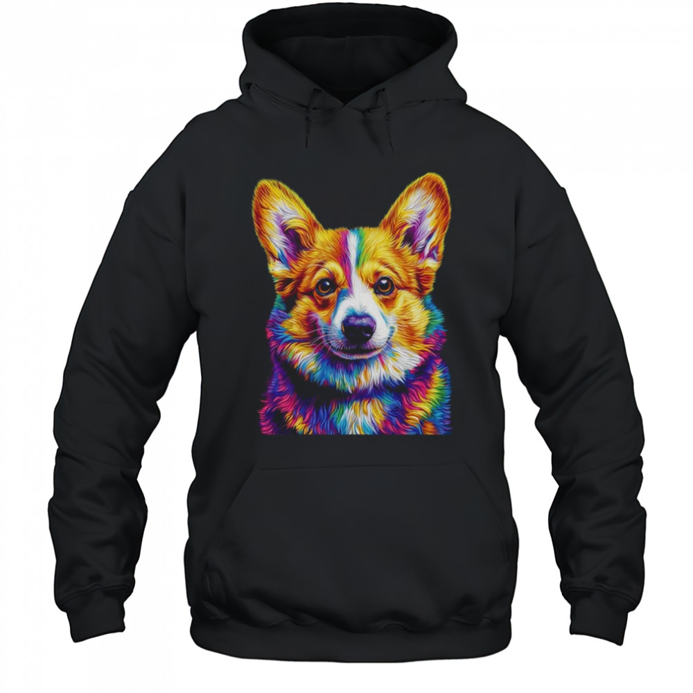 Corgi Dog Colorful Face Dog Lover Men Women shirt Hoodie