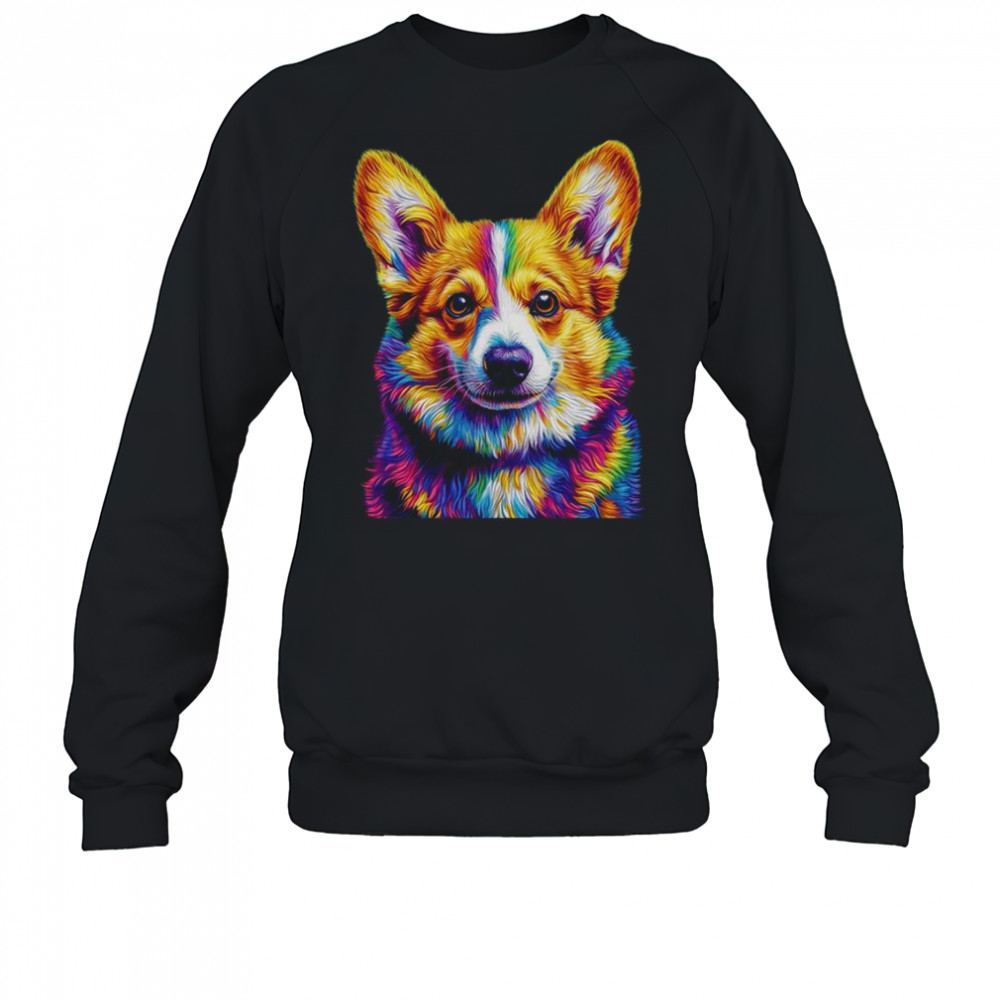 Corgi Dog Colorful Face Dog Lover Men Women shirt Sweatshirt