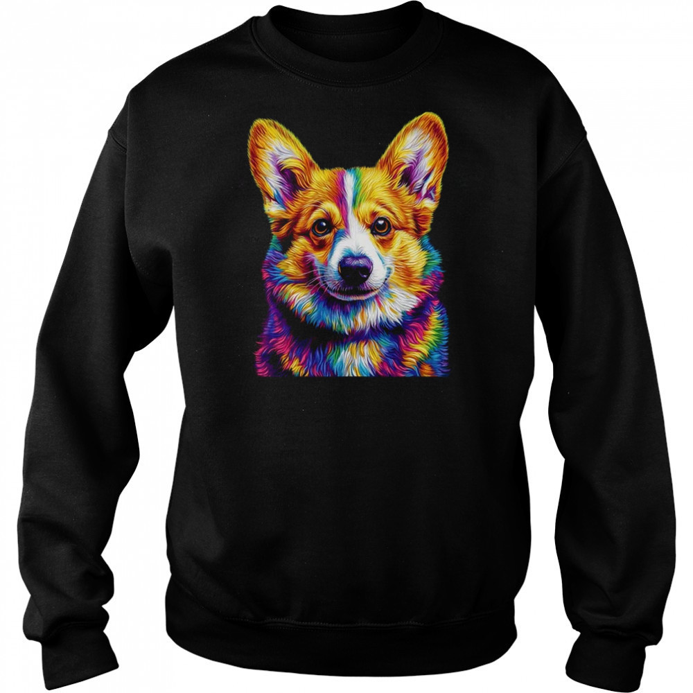Corgi Dog Colorful Face Dog Lover Men Women shirt Hoodie