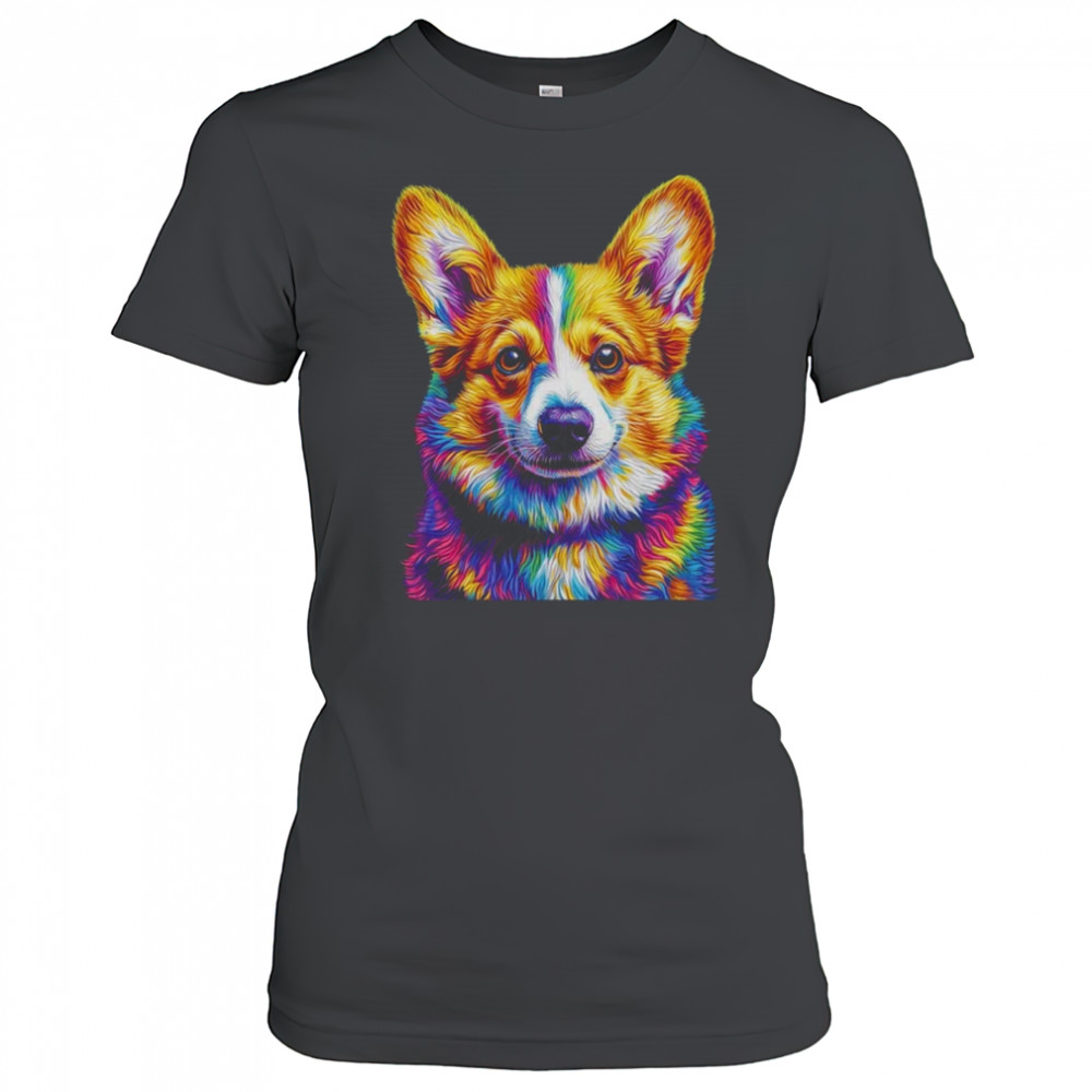 Corgi Dog Colorful Face Dog Lover Men Women shirt Women's T-shirt