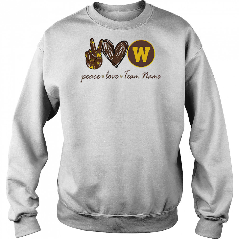 Customized western Michigan broncos peace love shirt Hoodie
