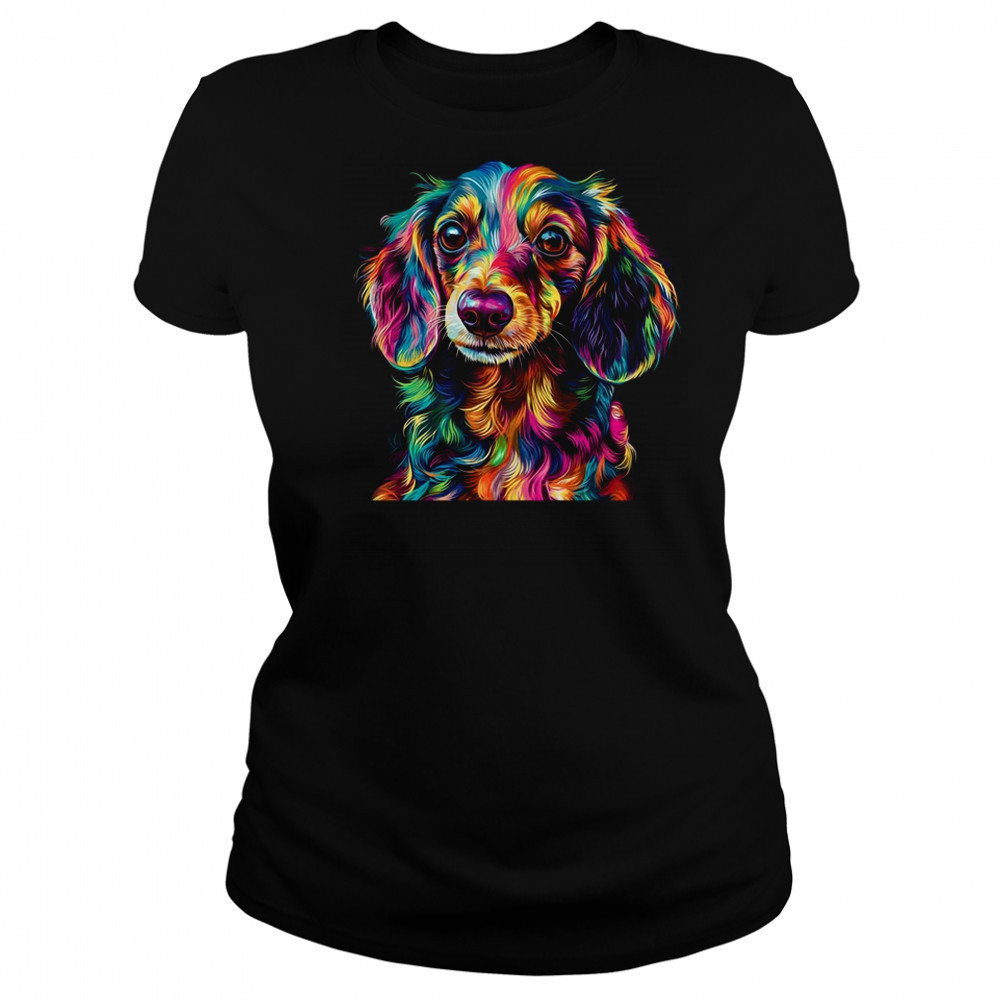 Dachshund Dog Colorful Face Dog Lover Men Women shirt Women's T-shirt