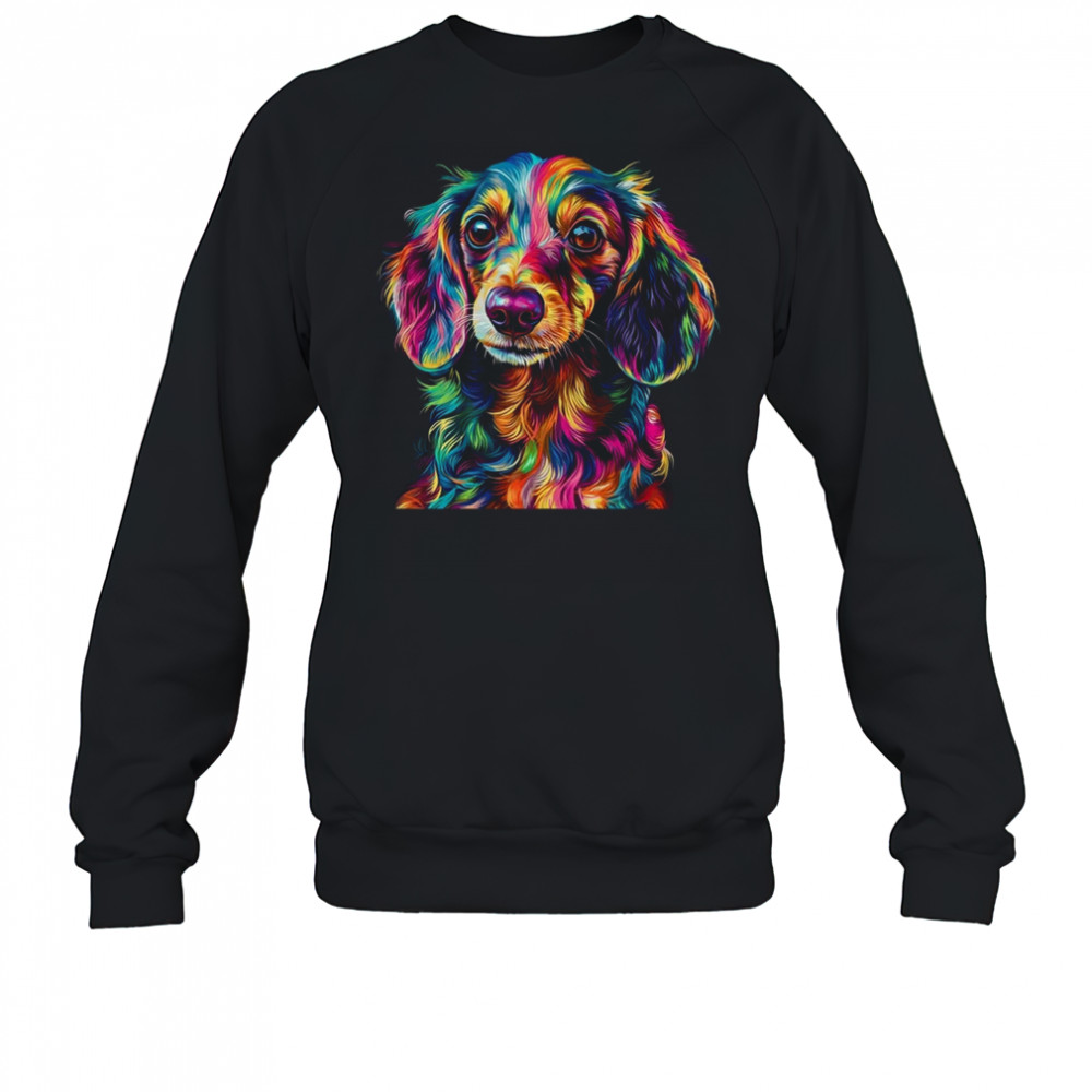 Dachshund Dog Colorful Face Dog Lover Men Women shirt Sweatshirt
