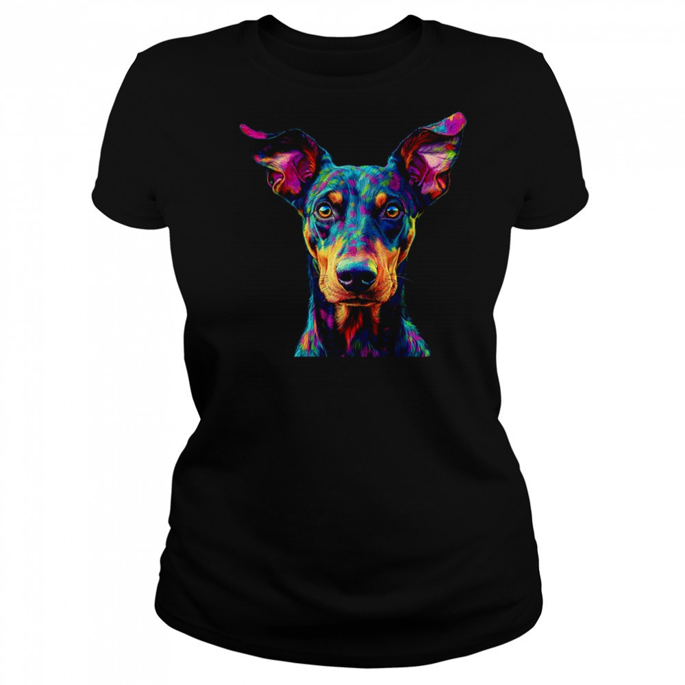 Doberman Dog Colorful Face Dog Lover Men Women shirt Women's T-shirt