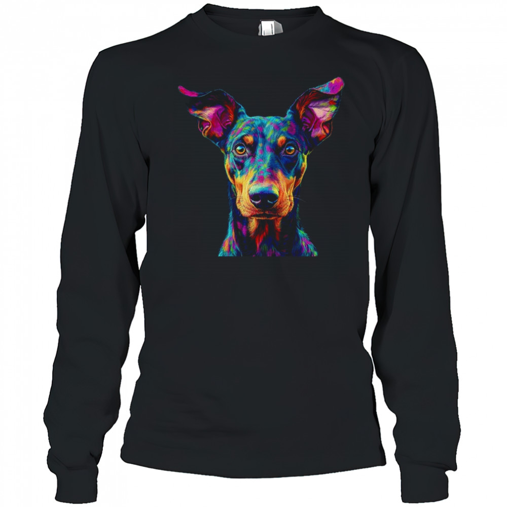 Doberman Dog Colorful Face Dog Lover Men Women shirt Long Sleeved