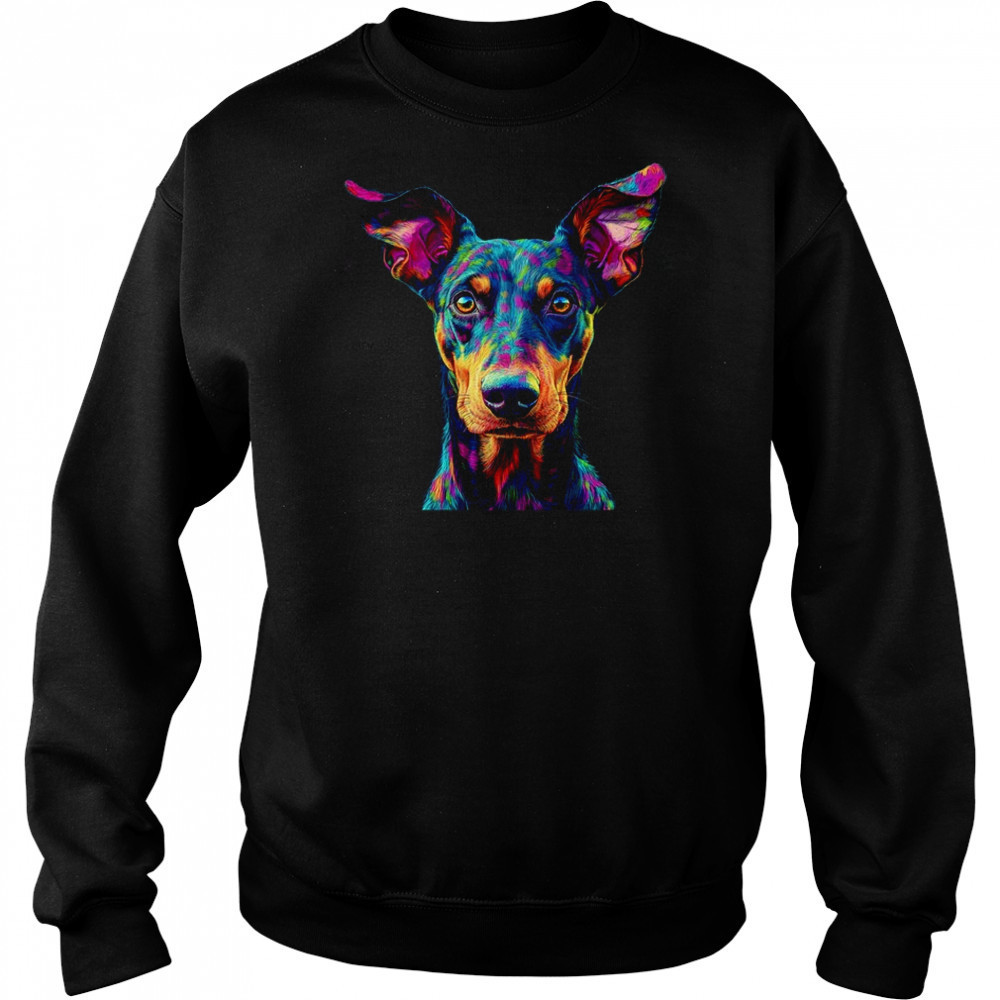 Doberman Dog Colorful Face Dog Lover Men Women shirt Hoodie